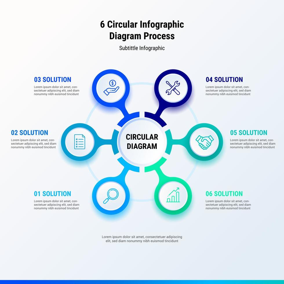 6 circulaire infographic diagram werkwijze vector