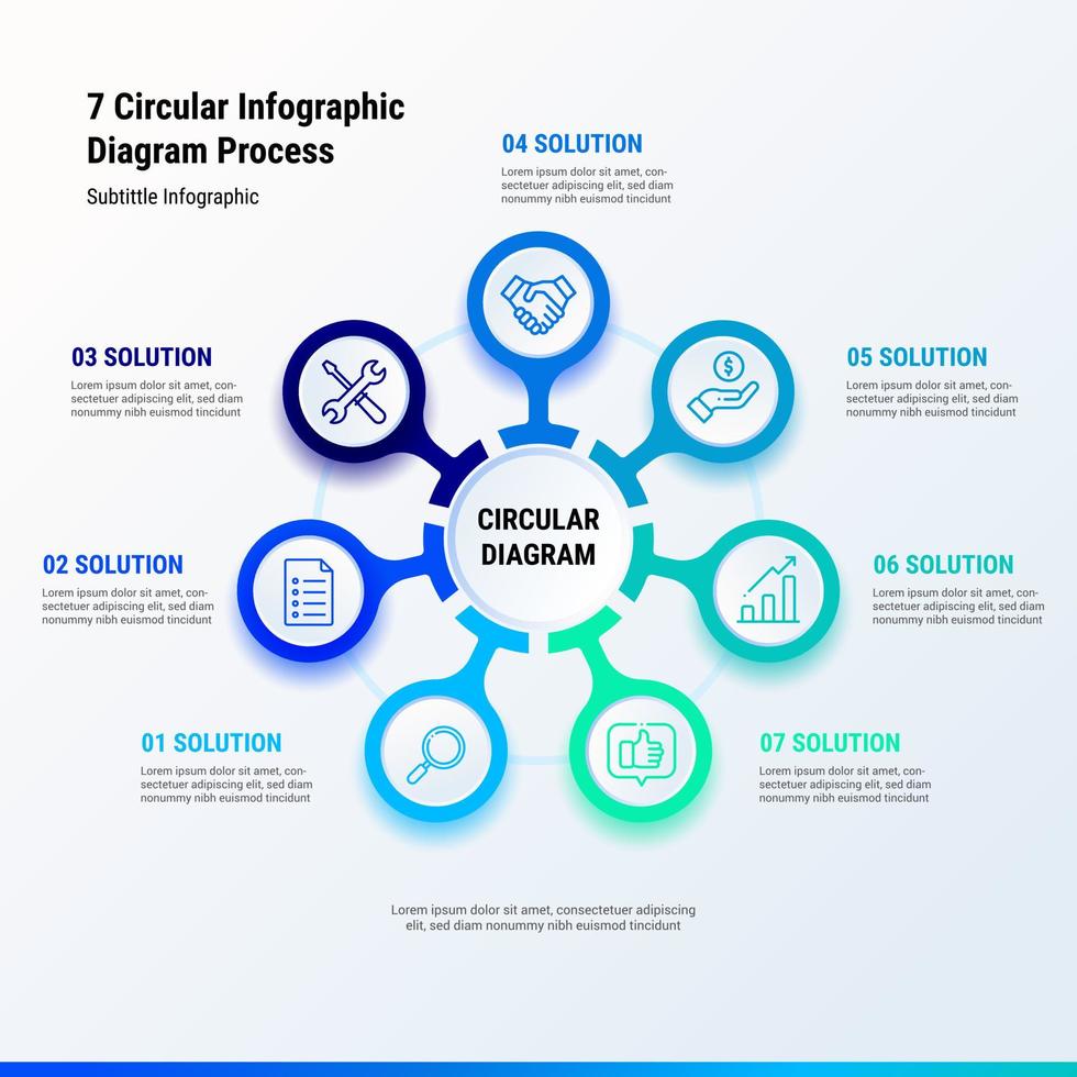 7 circulaire infographic diagram werkwijze vector