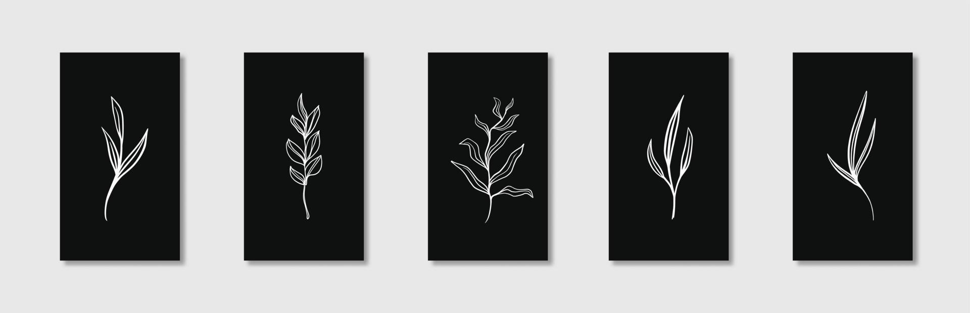 zwart en wit botanisch lijn kunst vector poster voor muur decoratie