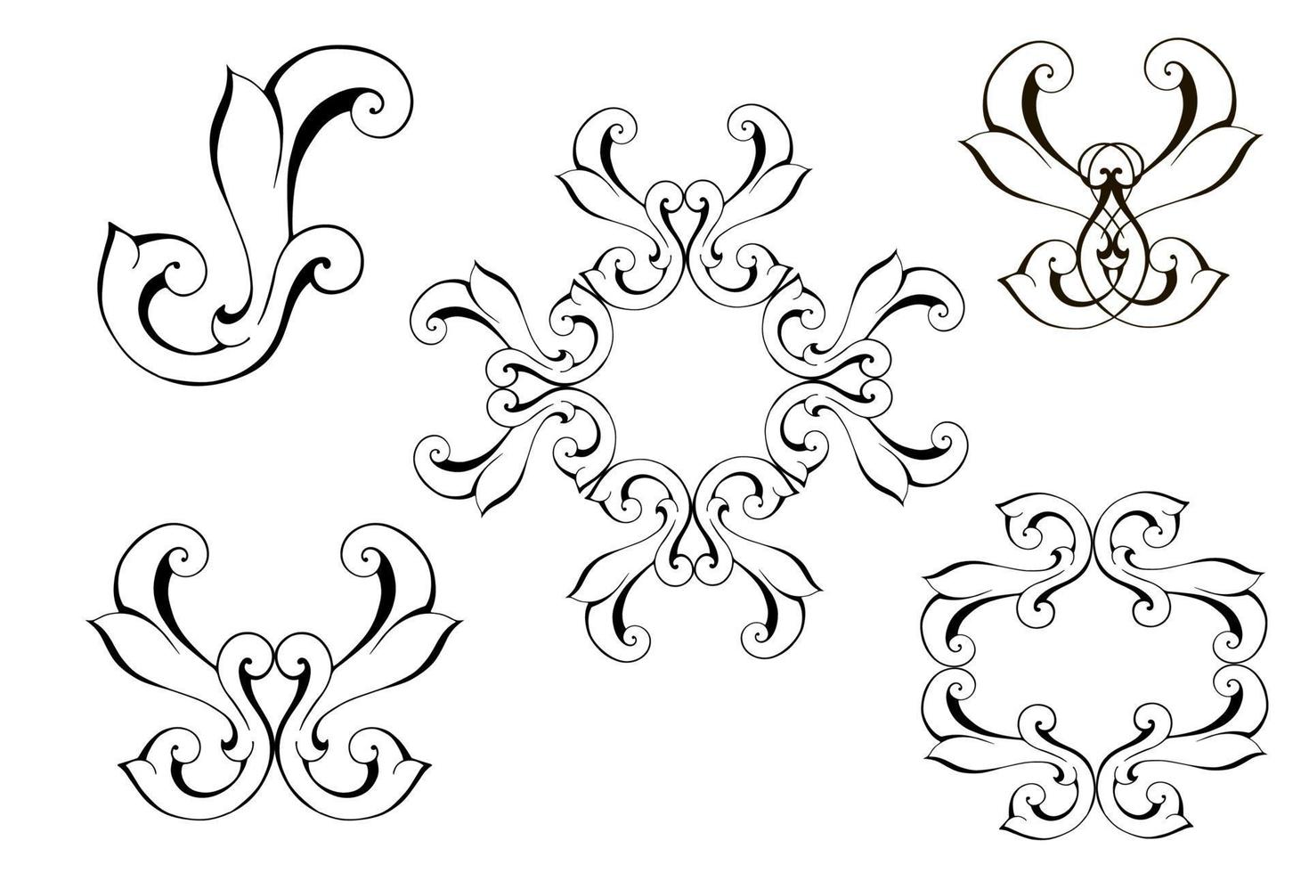 vector damast vintage barokke scroll ornament swirl. Victoriaanse monogram heraldische schild werveling. retro bloemen blad patroon grens gebladerte antiek acanthus kalligrafie gegraveerd tattoo.tile decor element