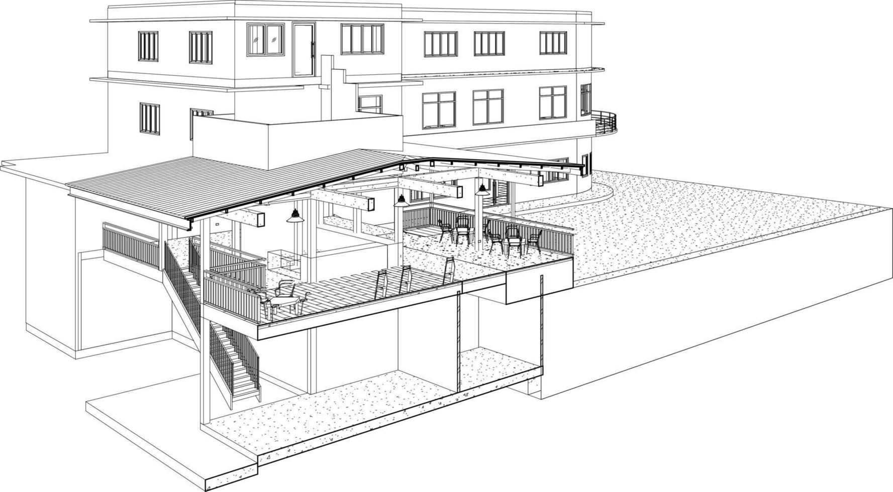 3d illustratie van gebouw project vector