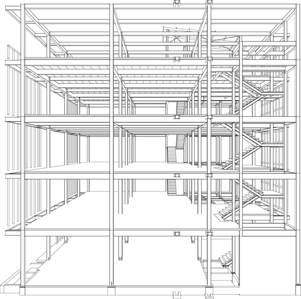 3d illustratie van gebouw project vector