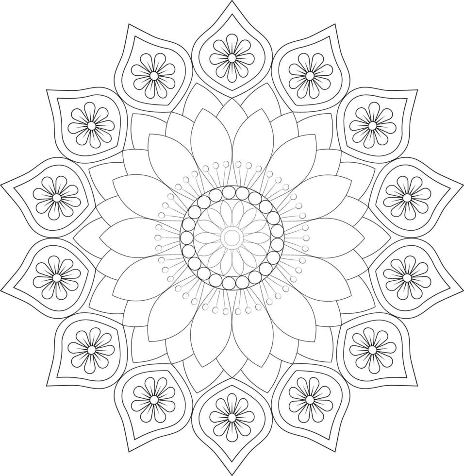 vector tekening voor kleur boek. meetkundig bloemen patroon. contour tekening Aan een wit achtergrond. mandala.