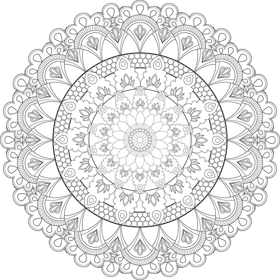 vector tekening voor kleur boek. meetkundig bloemen patroon. contour tekening Aan een wit achtergrond. mandala.