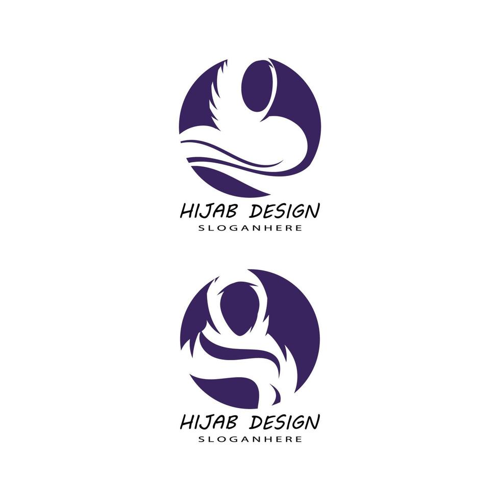 muslimah hijab logo sjabloon vector illustratie ontwerpset