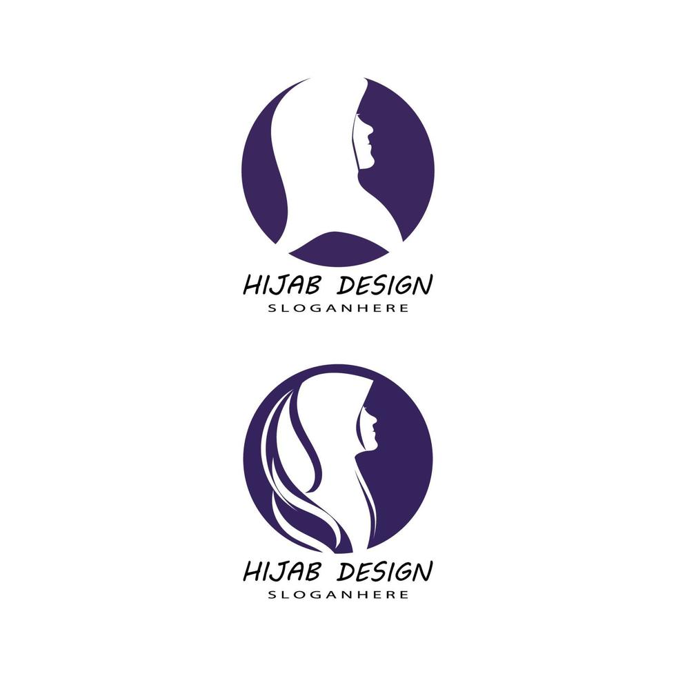 muslimah hijab logo sjabloon vector illustratie ontwerpset