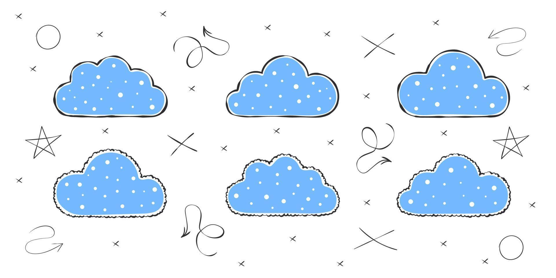 tekening wolken afbeeldingen. hand getekend wolken met textuur. vector schaalbaar grafiek