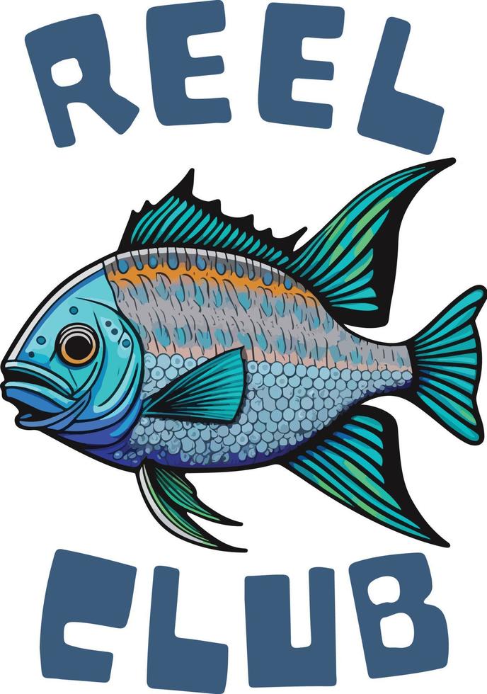 visvangst haspel club logo illustratie vector