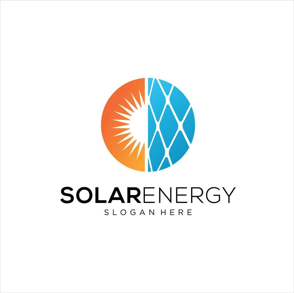 zon zonne- energie logo ontwerp sjabloon. zonne- tech logo ontwerpen, idee logo ontwerp inspiratie vector