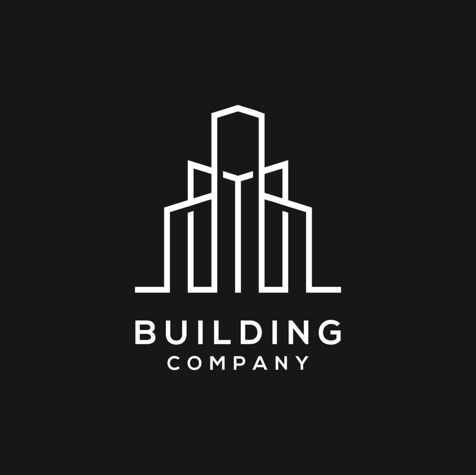 gebouw ontwerp logos met lijnen. bouw, appartement en architect. vector