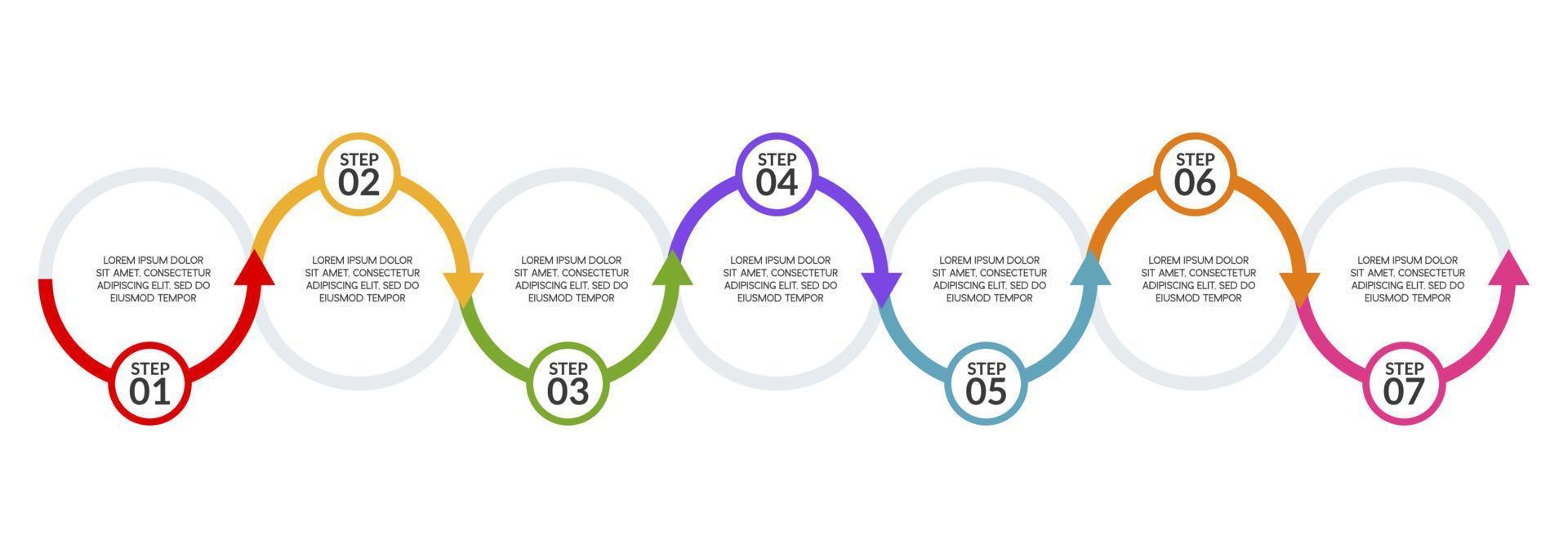 infographics ontwerp sjabloon en pictogrammen met 7 opties of 7 stappen vector