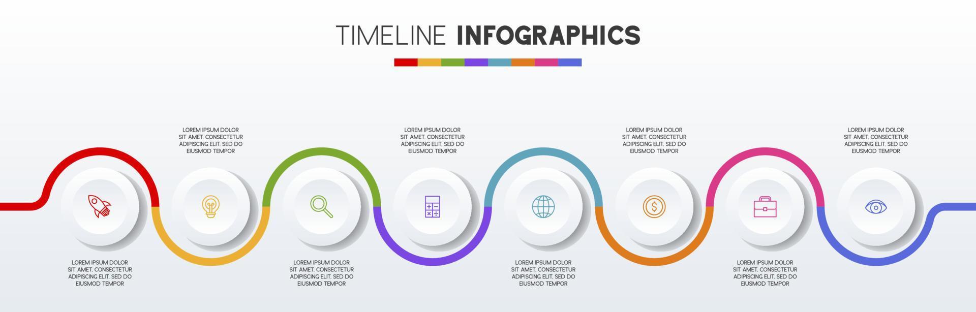 infographics ontwerp sjabloon en pictogrammen met 8 opties of 8 stappen vector