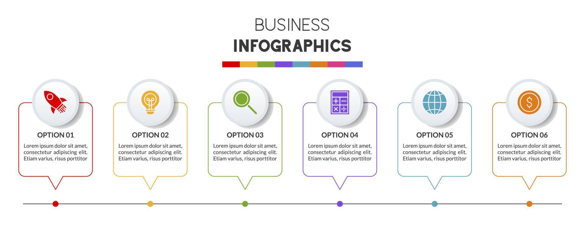 infographics ontwerp sjabloon en pictogrammen met 6 opties of 6 stappen vector