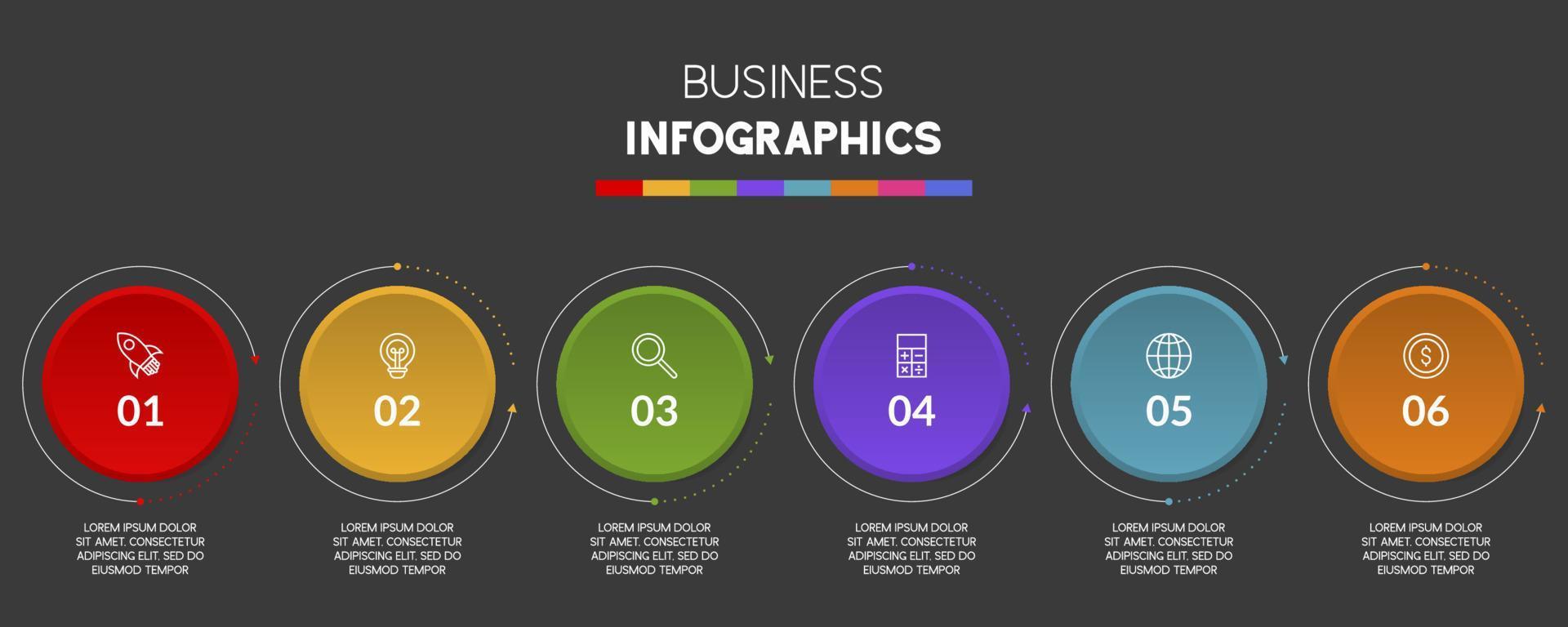 infographics ontwerp sjabloon en pictogrammen met 6 opties of 6 stappen vector