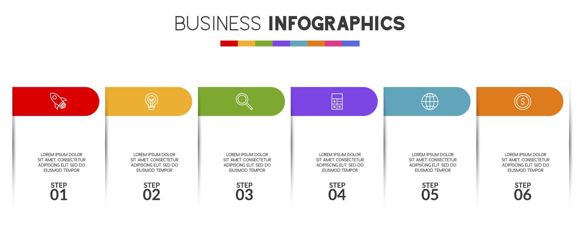 infographics ontwerp sjabloon en pictogrammen met 6 opties of 6 stappen vector