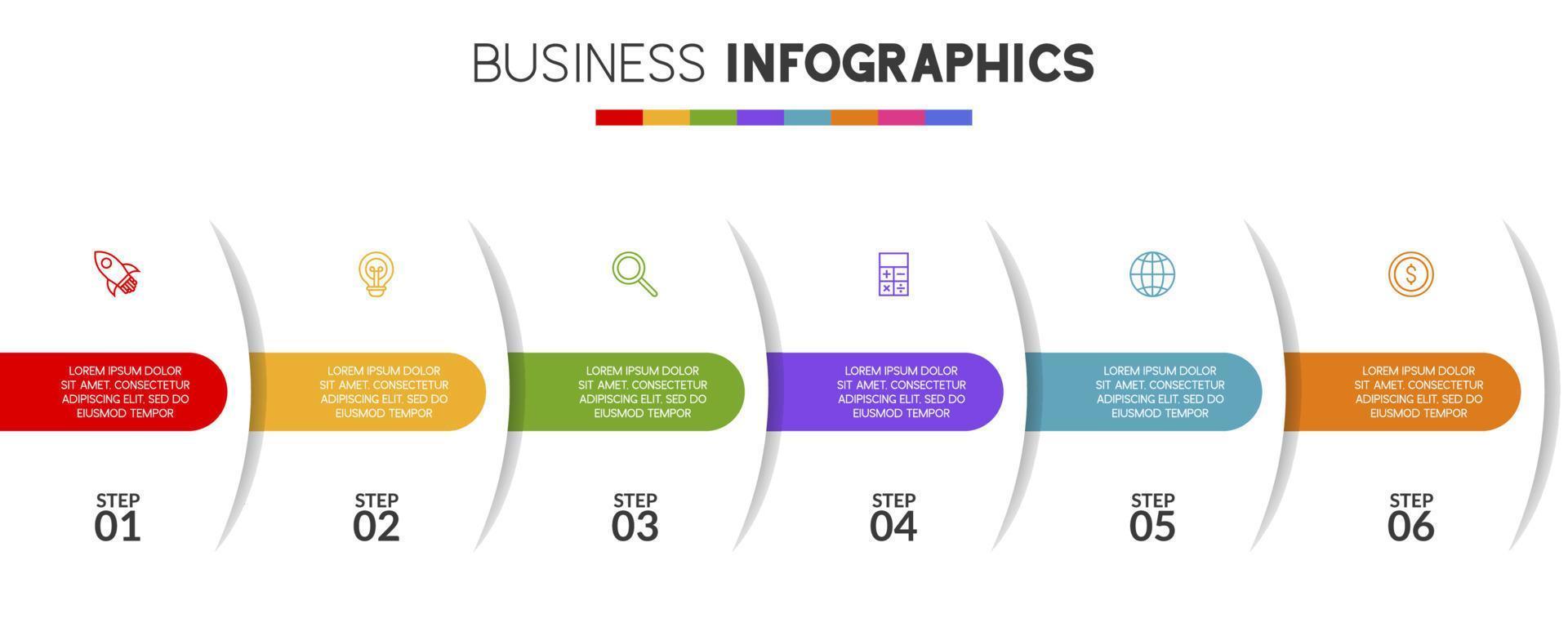 infographics ontwerp sjabloon en pictogrammen met 6 opties of 6 stappen vector