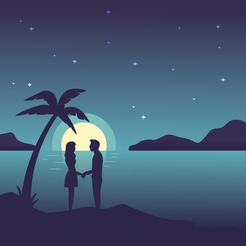 Nacht tijd strand Vector