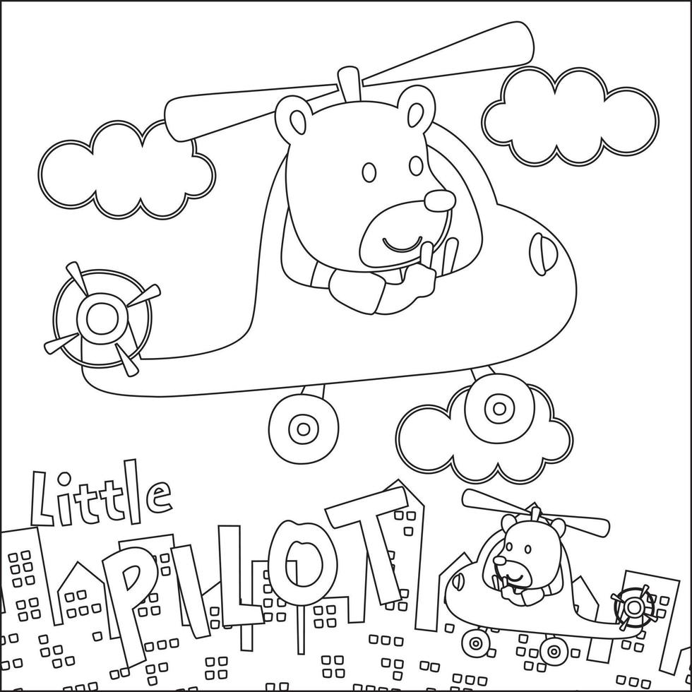 vector illustratie van schattig tekenfilm dier piloot. kinderachtig ontwerp voor kinderen werkzaamheid kleuren boek of bladzijde.