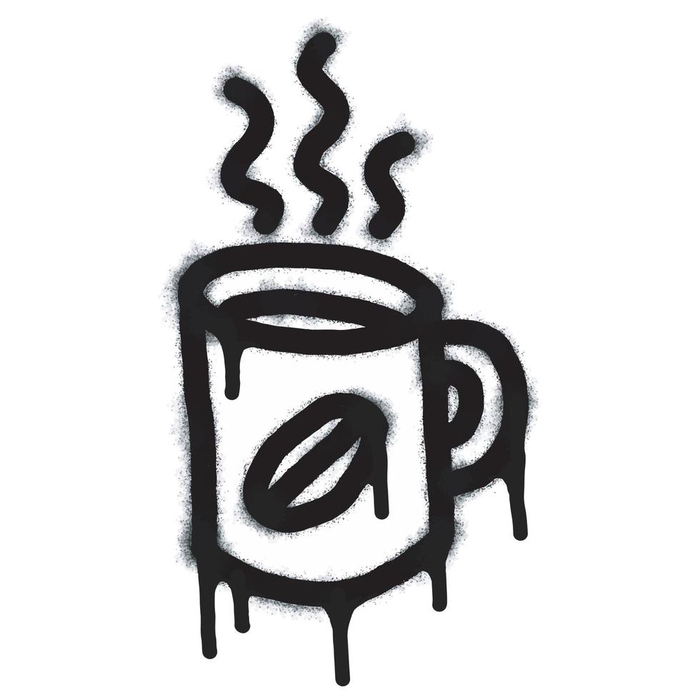 verstuiven geschilderd graffiti koffie kop icoon woord gespoten geïsoleerd met een wit achtergrond. graffiti koffie icoon met over- verstuiven in zwart over- wit. vector illustratie.