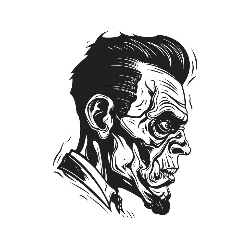 zombie, wijnoogst logo concept zwart en wit kleur, hand- getrokken illustratie vector