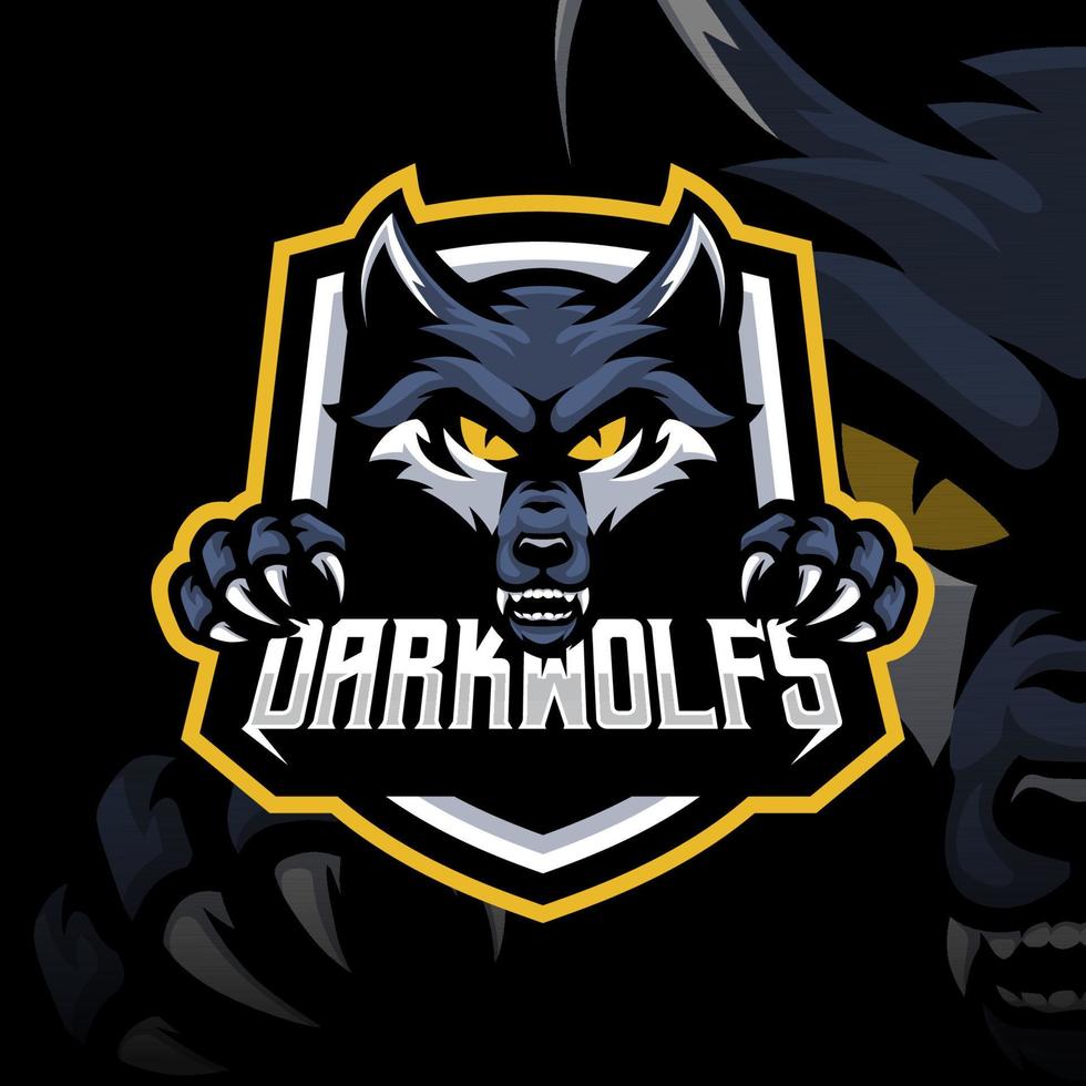 mascotte van wild wolf dat is geschikt voor e-sport gaming logo sjabloon vector