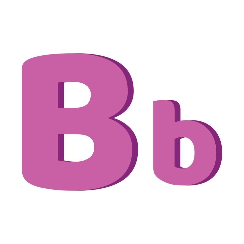 Engels brief b voor kinderen. 3d letter.hoofdstad b, klein b vector