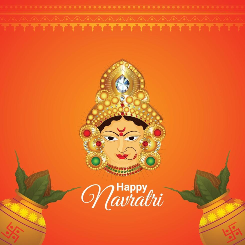 shubh navratri indian festival viering wenskaart met godin durga illustratie vector