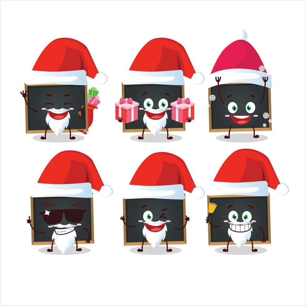 de kerstman claus emoticons met schoolbord tekenfilm karakter vector