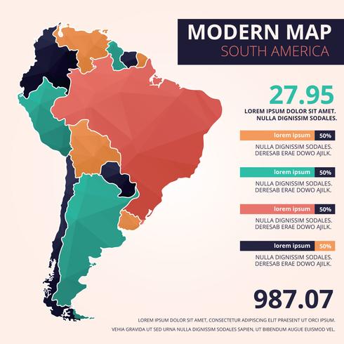 Moderne kaart van Zuid-Amerika vector