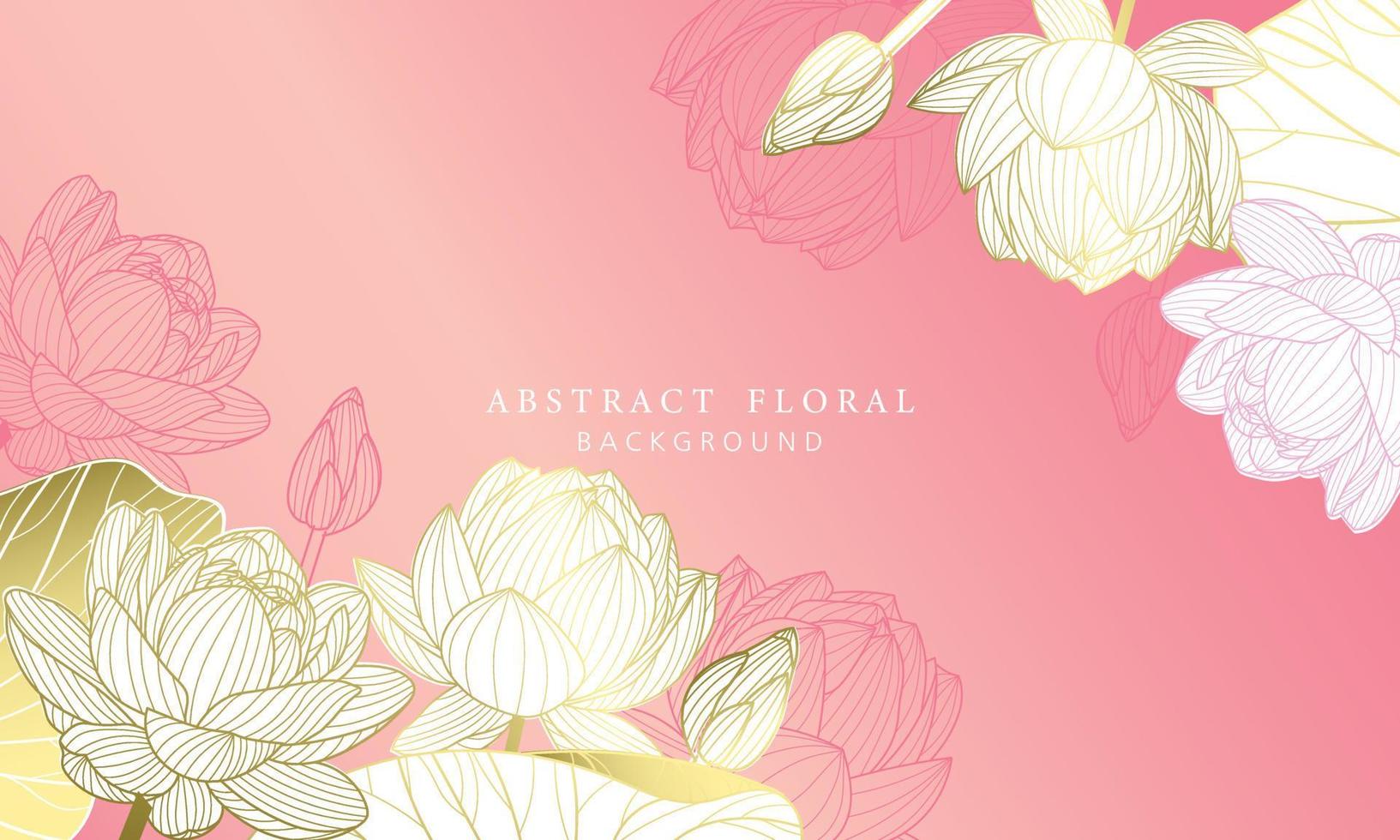 lotus luxe hand- getrokken botanisch bladeren lijn kunst achtergrond vector