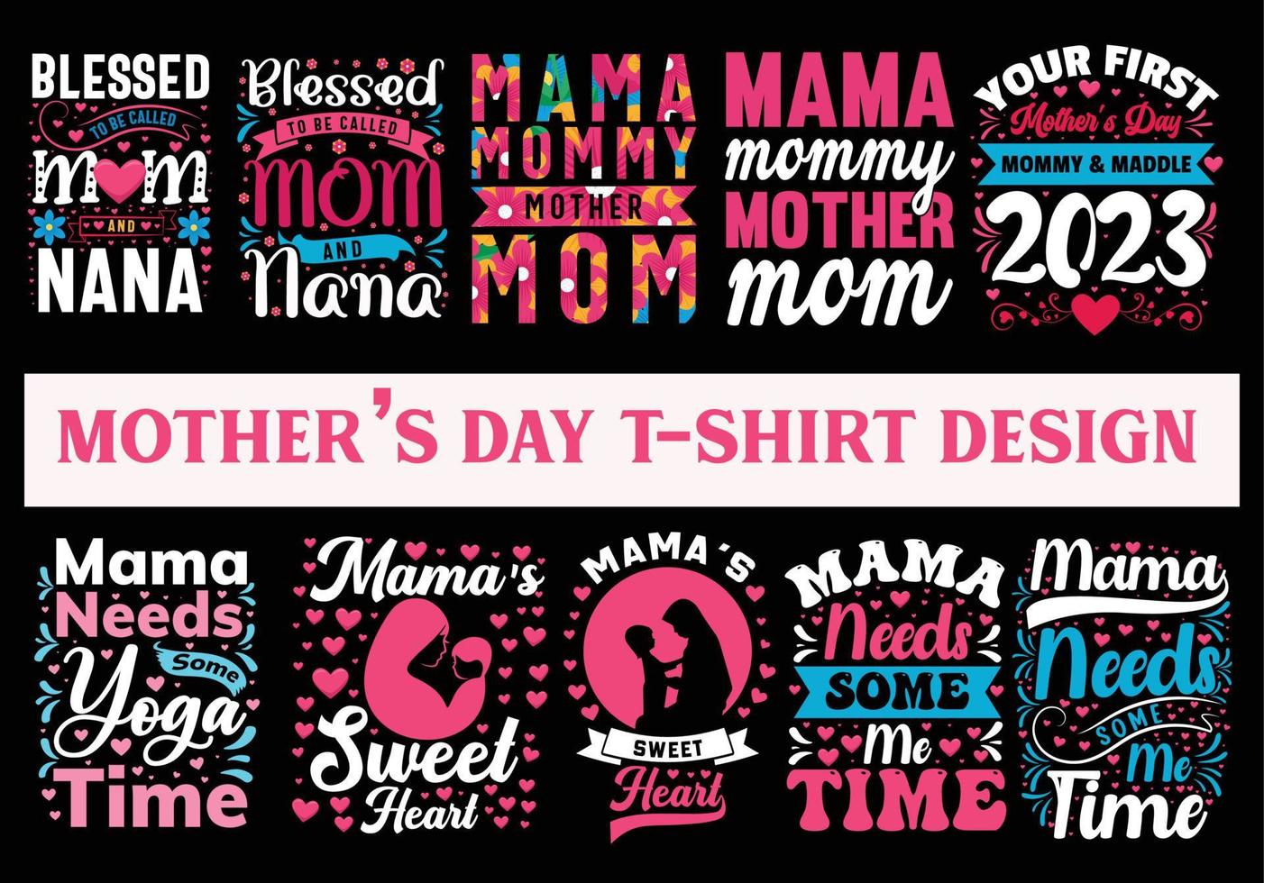 moeders dag t overhemd bundel, belettering mam t-shirt set, mam t-shirt citaat, mam t-shirt vector, moeders dag t overhemd ontwerp idee, mam t overhemd afdrukken ontwerp, kleurrijk mam t overhemd vector