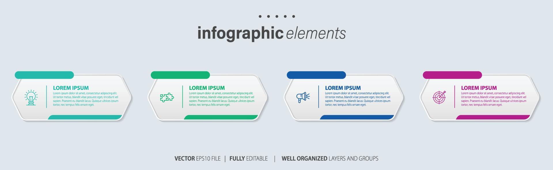 modern infographic sjabloon met 4 stappen. bedrijf cirkel sjabloon met opties voor brochure, diagram, werkstroom, tijdlijn, web ontwerp. vector eps 10