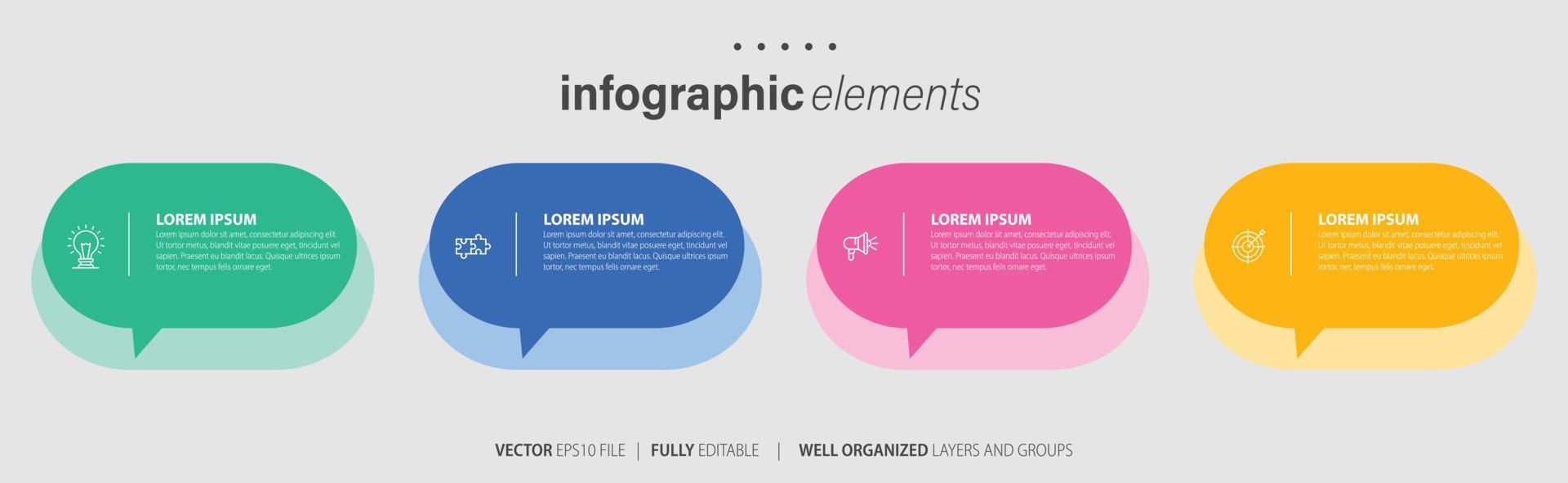 modern infographic sjabloon met 4 stappen. bedrijf cirkel sjabloon met opties voor brochure, diagram, werkstroom, tijdlijn, web ontwerp. vector eps 10