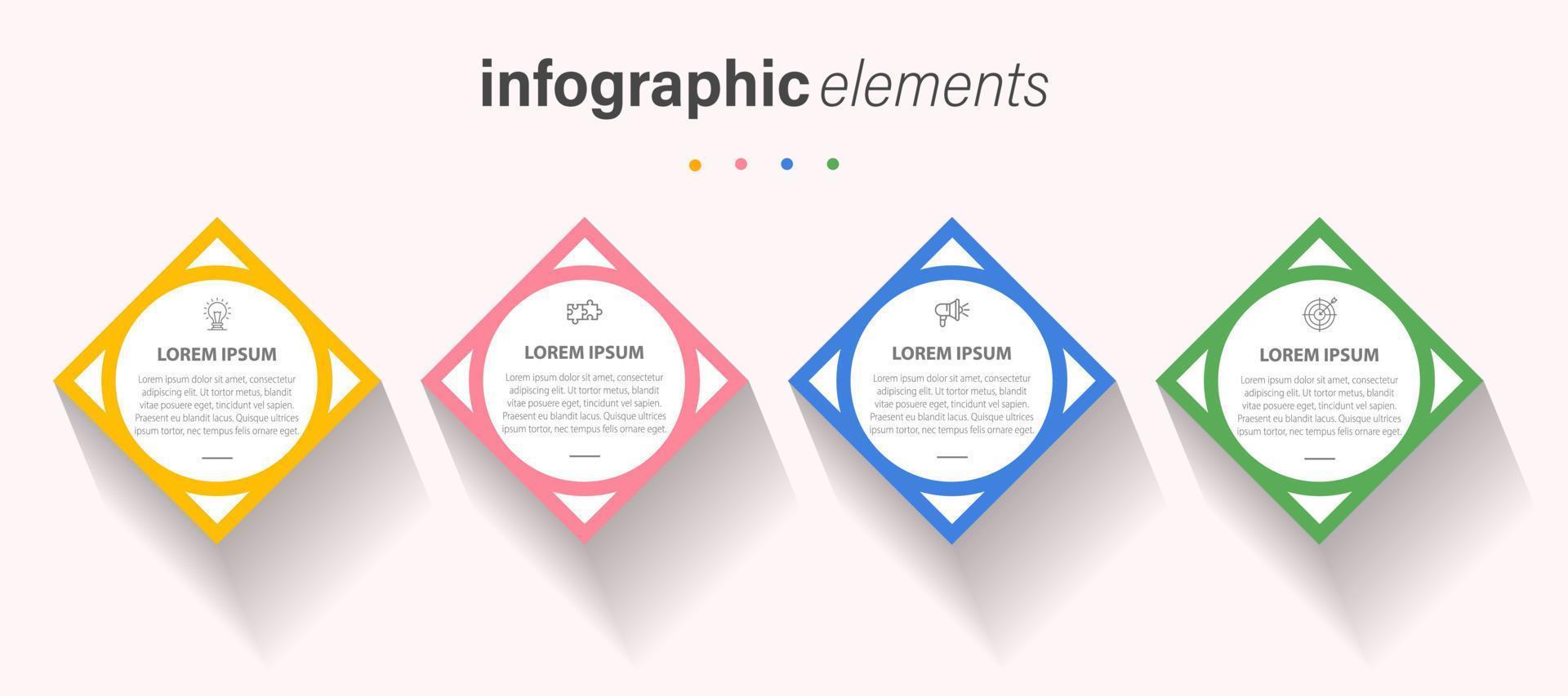 vector infographic labelontwerpsjabloon met pictogrammen en 4 opties of stappen. kan worden gebruikt voor procesdiagram, presentaties, workflowlay-out, banner, stroomschema, infografiek.