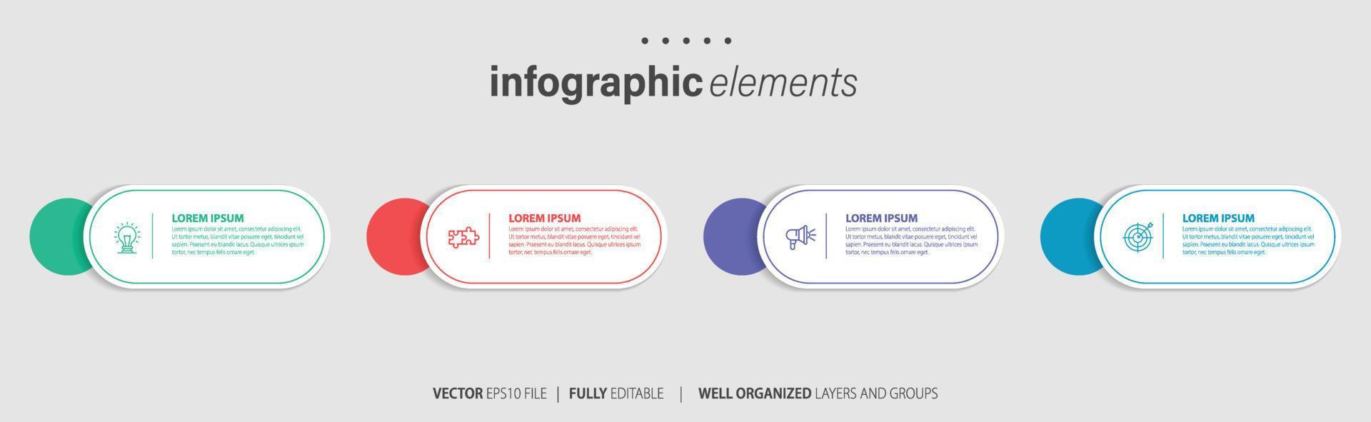 concept van bedrijf model- met 4 opeenvolgende stappen. vier kleurrijk grafisch elementen. tijdlijn ontwerp voor brochure, presentatie. infographic ontwerp lay-out vector