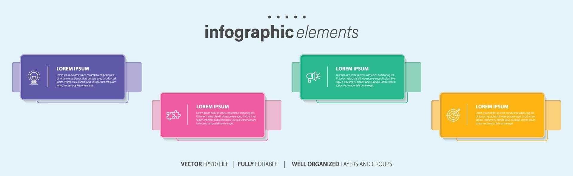 bedrijf infographic sjabloon ontwerp met getallen 4 opties of stappen. vector