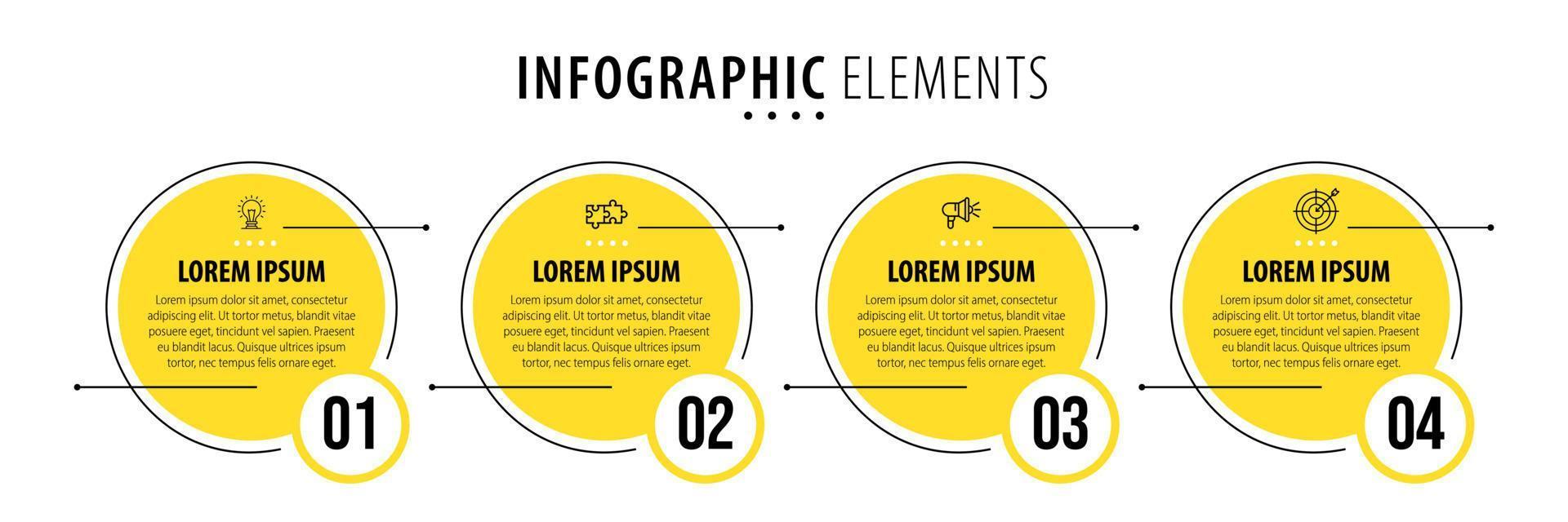 vector infographic labelontwerpsjabloon met pictogrammen en 4 opties of stappen. kan worden gebruikt voor procesdiagram, presentaties, workflowlay-out, banner, stroomschema, infografiek.