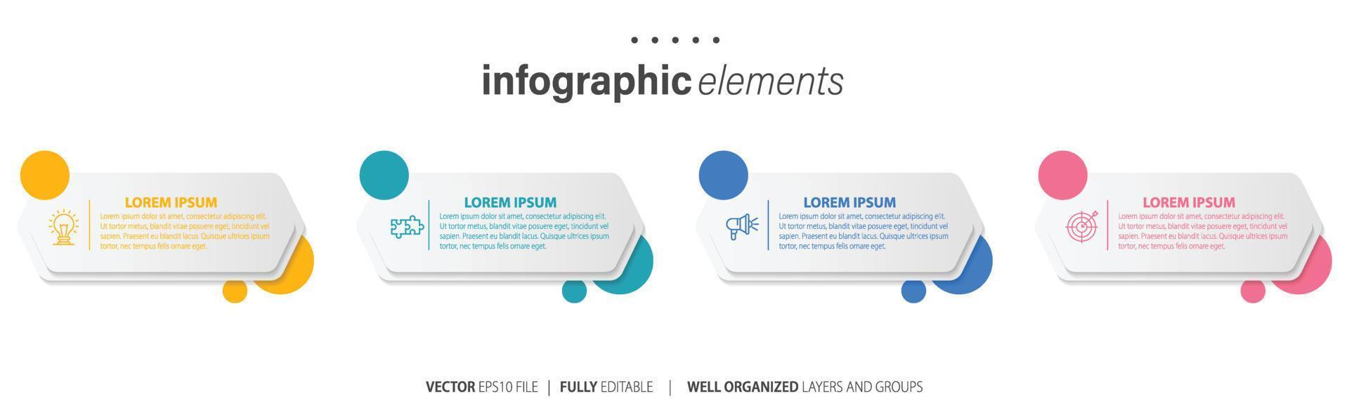 modern infographic sjabloon met 4 stappen. bedrijf cirkel sjabloon met opties voor brochure, diagram, werkstroom, tijdlijn, web ontwerp. vector eps 10