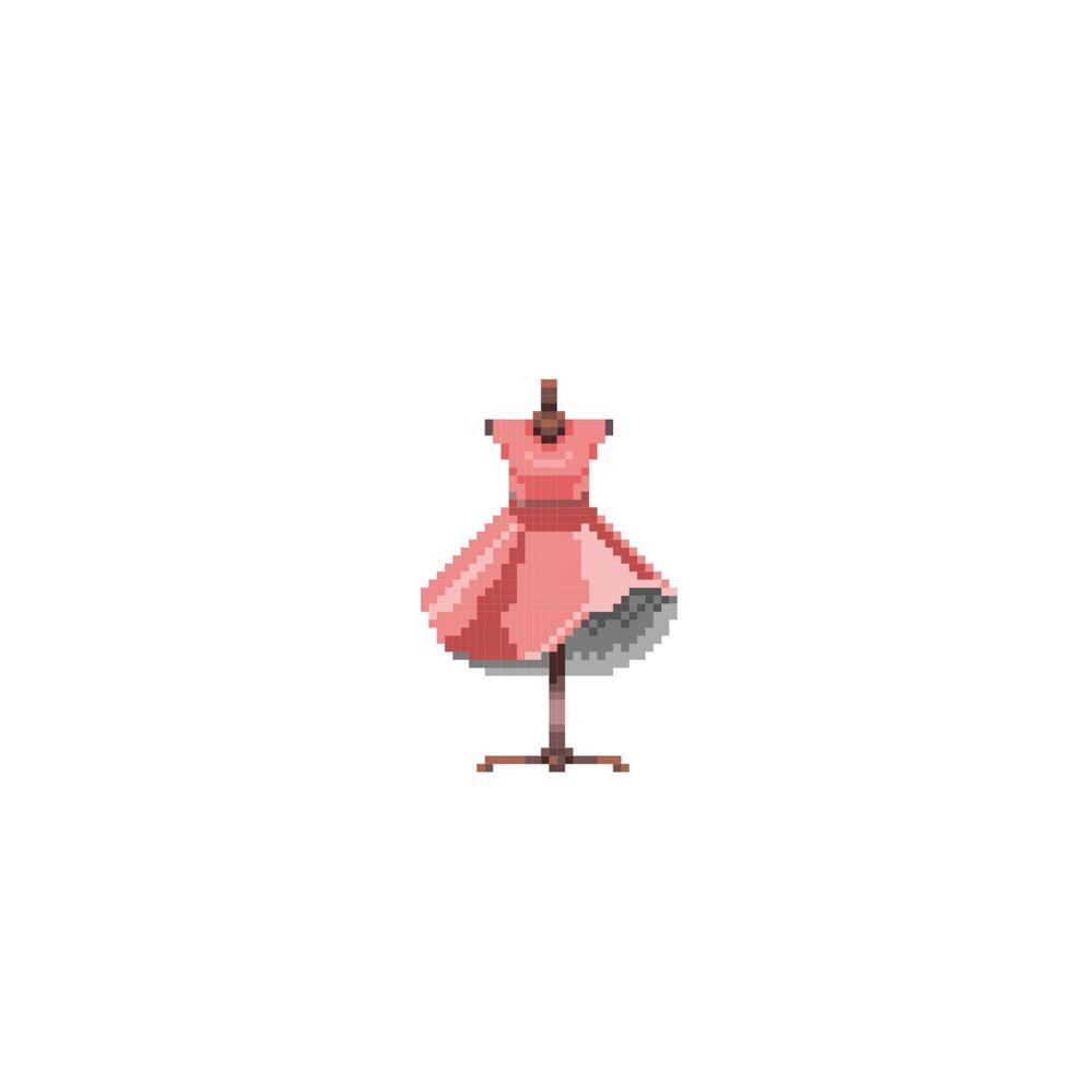 rood jurk in Scherm met pixel kunst stijl vector