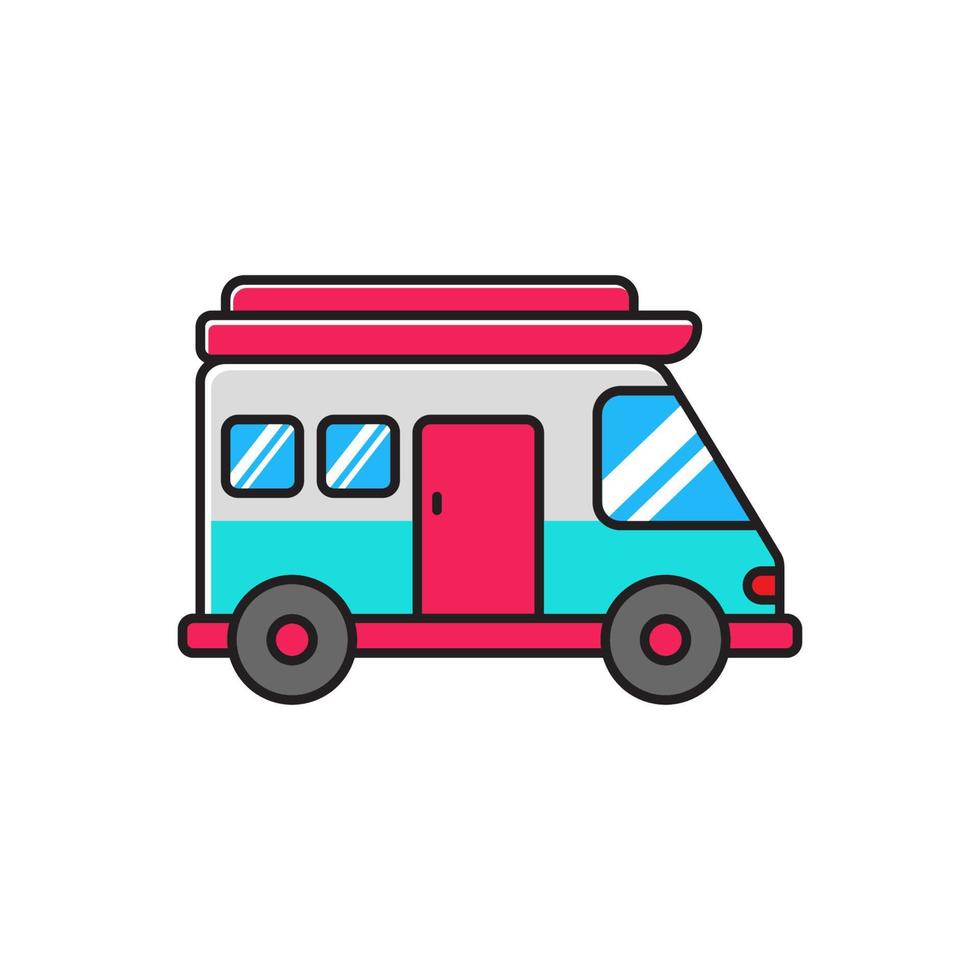 camper busje icoon met lineair kleur stijl Aan geïsoleerd achtergrond. gemakkelijk camper busje illustratie vector