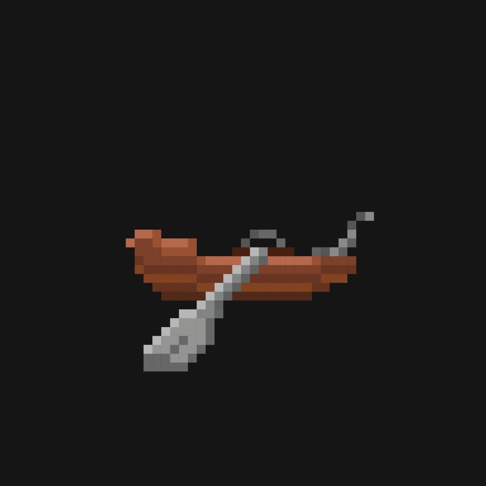 een kano in pixel kunst stijl vector