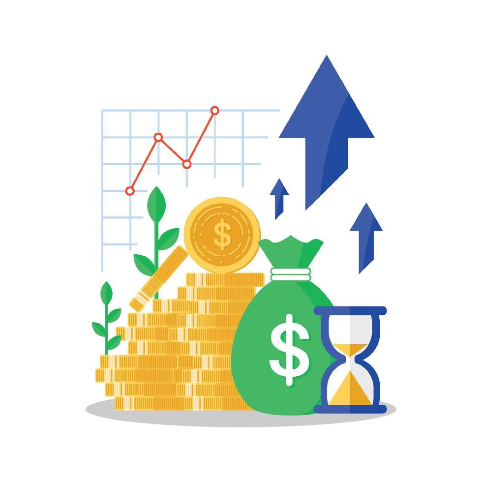 wederzijds fonds, inkomen toenemen, financieel strategie prestatie, interesseren tarief, hoog terugkeer Aan investering, begroting evenwicht, omzet groei, credit geld, vlak icoon, vector illustratie