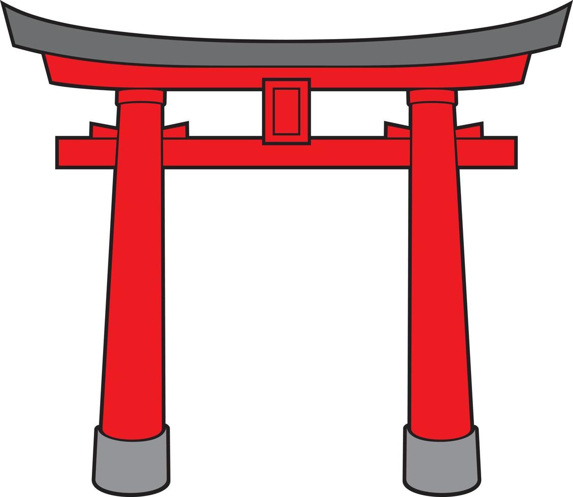 Japans torii poort kleur. vector illustratie.