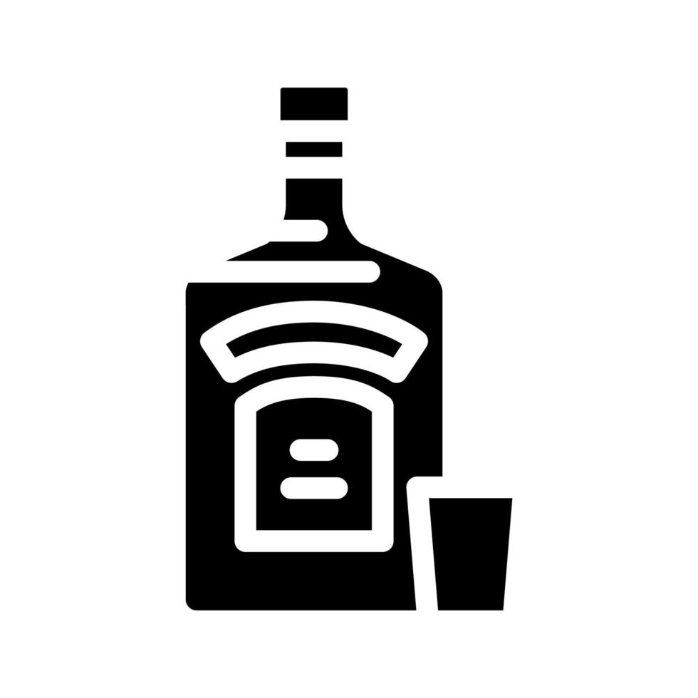 wodka glas fles glyph icoon vector illustratie