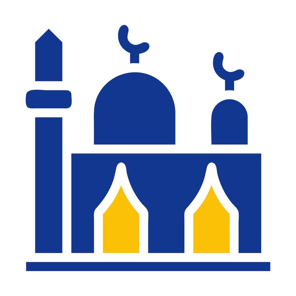 moskee icoon solide blauw geel kleur Ramadan symbool perfect. vector