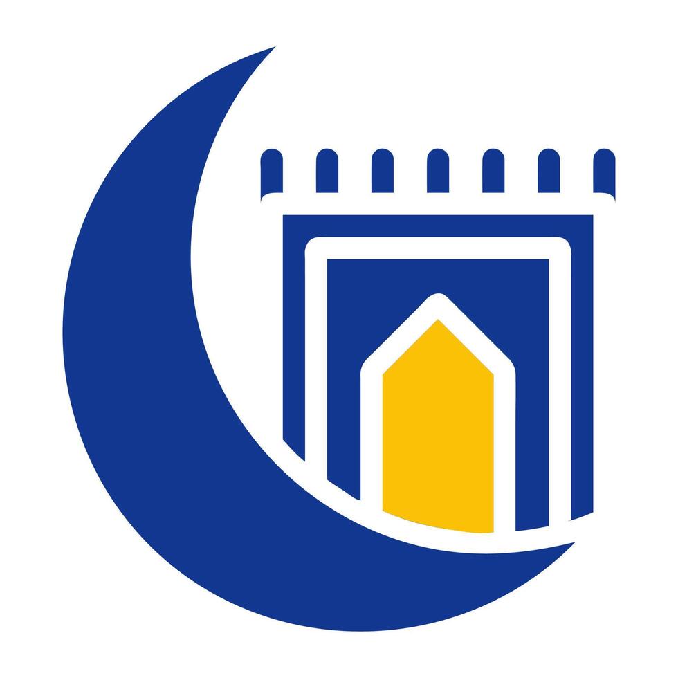 tapijt icoon solide blauw geel kleur Ramadan symbool perfect. vector