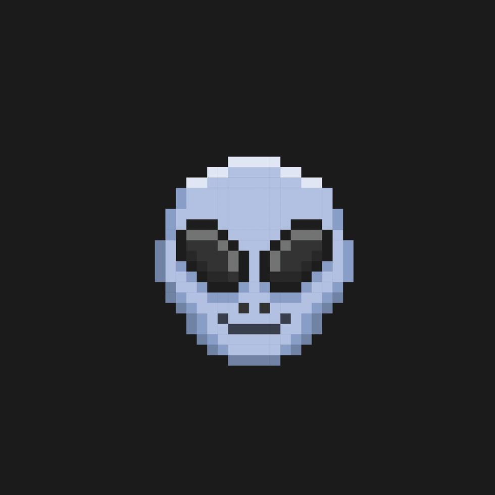 buitenaards wezen hoofd in pixel kunst stijl vector
