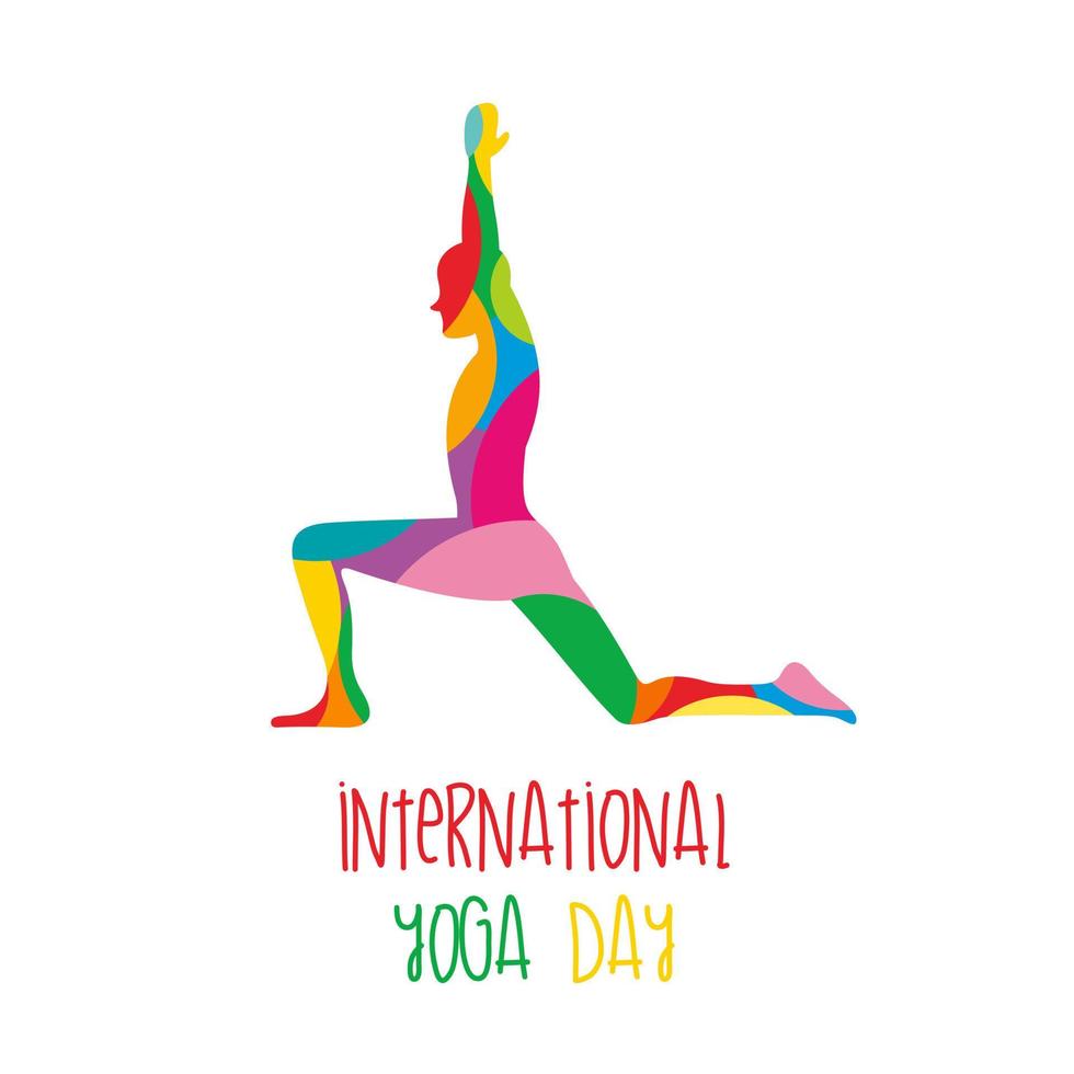 21 juni Internationale yoga dag, mensen aan het doen yoga lichaam houding. vector