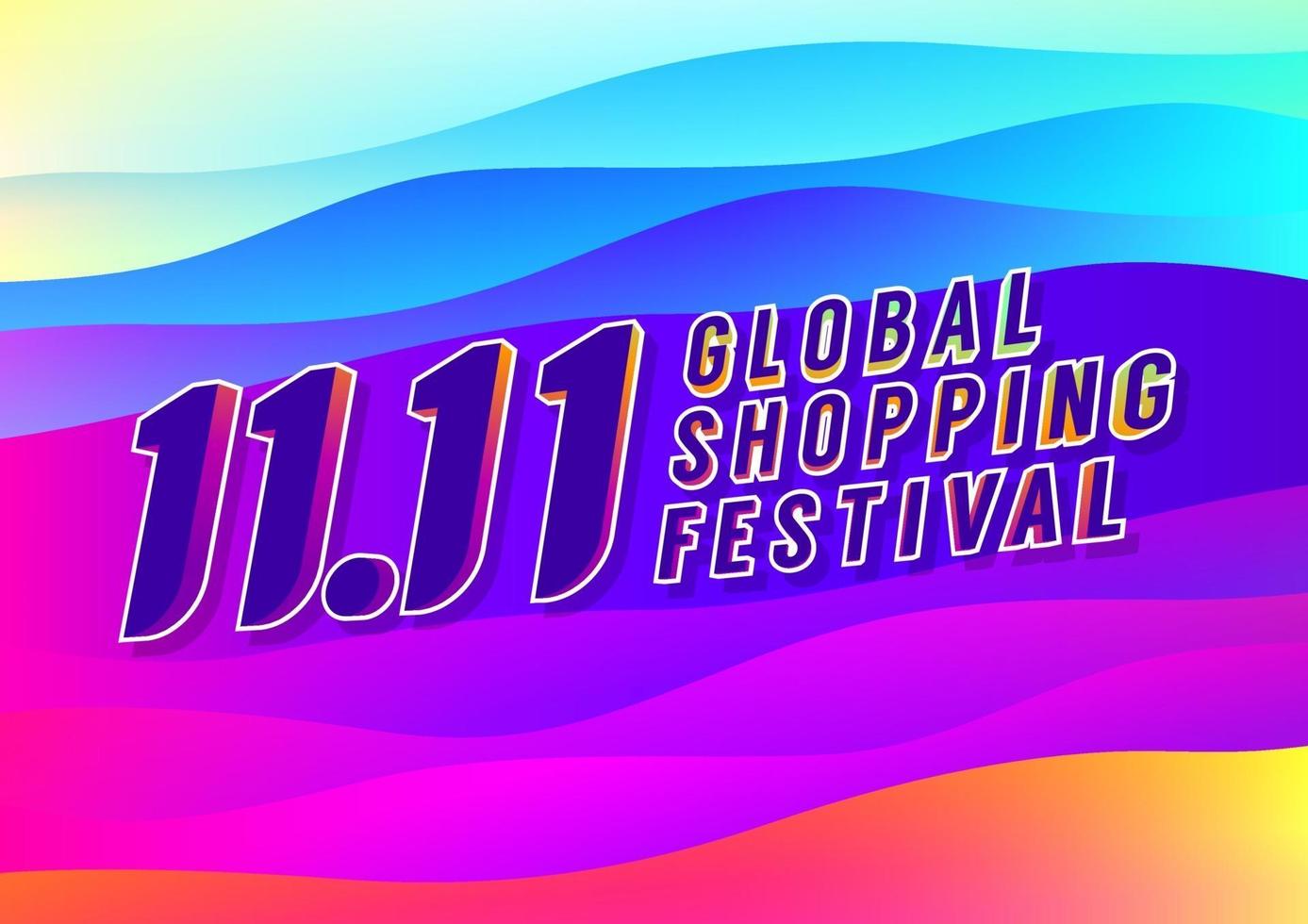 11.11 mega-verkoop poster- of flyerontwerp voor winkeldag. wereldwijde shopping festival online verkoop. vector