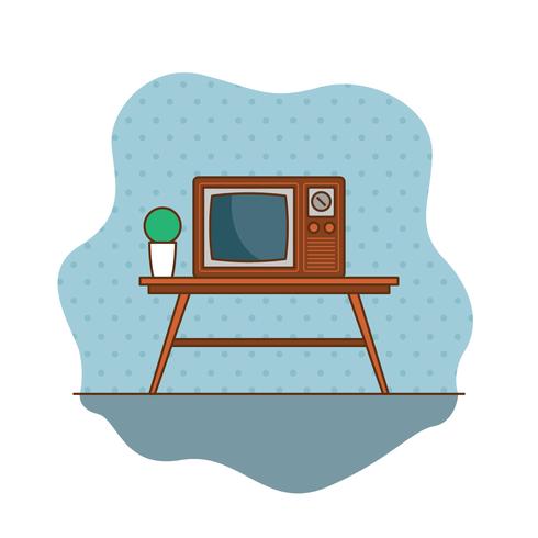 Retro televisie met Polkadot-achtergrond vector